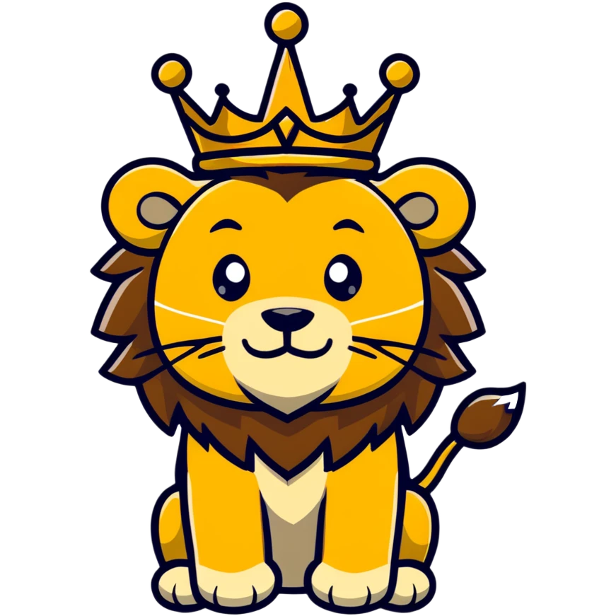cute lion head with crown on top emoji