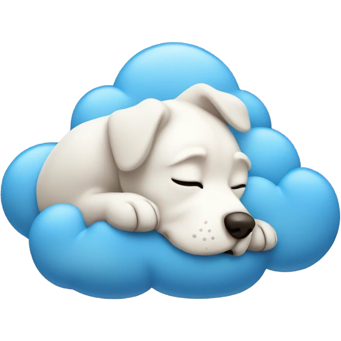 A dog laying down dreaming with dream cloud emoji