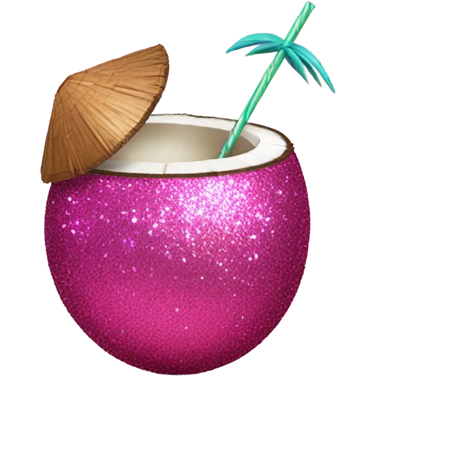 Pink coconut with juice and glitter  emoji
