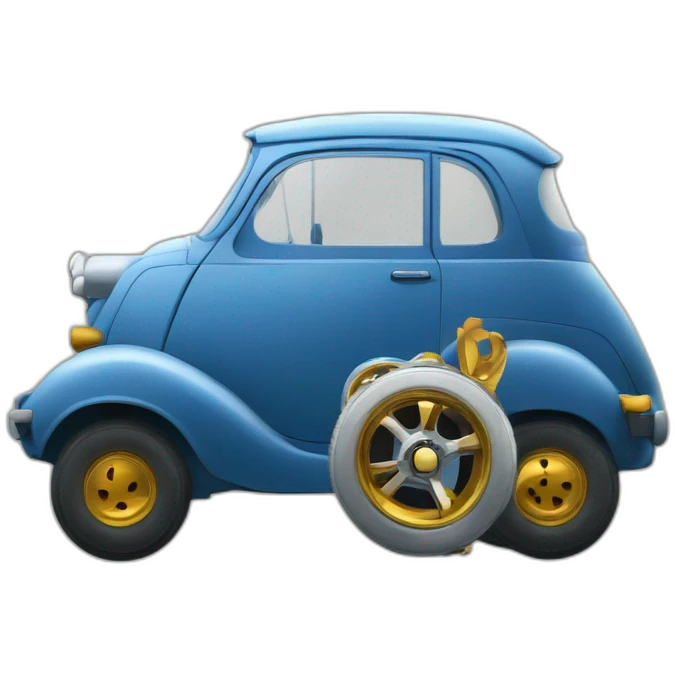 Trophée du monde de l'automobile avec une roue en or dessus emoji