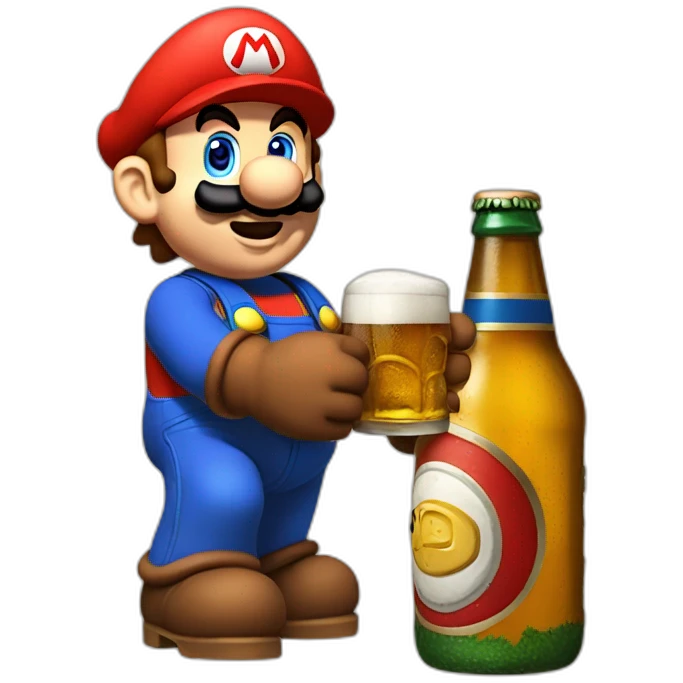 Mario qui boit une bière emoji
