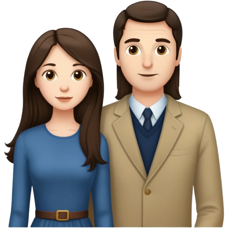 Short brunette wife with long hair next to tall husband  emoji