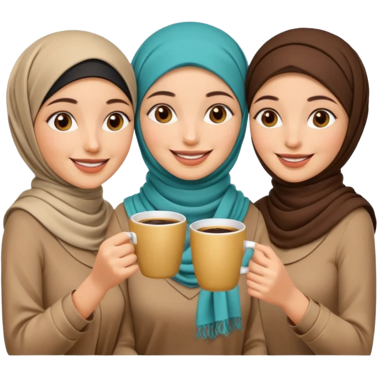 Emoji of 3 arab women drinking coffee emoji