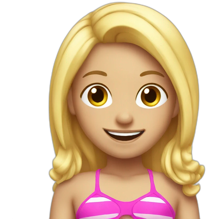 happy girl with blond hair and bikini emoji