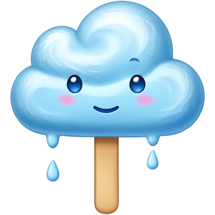 Blue glossy cotton candy cloud with shimmering sugar coating and lustrous shine emoji