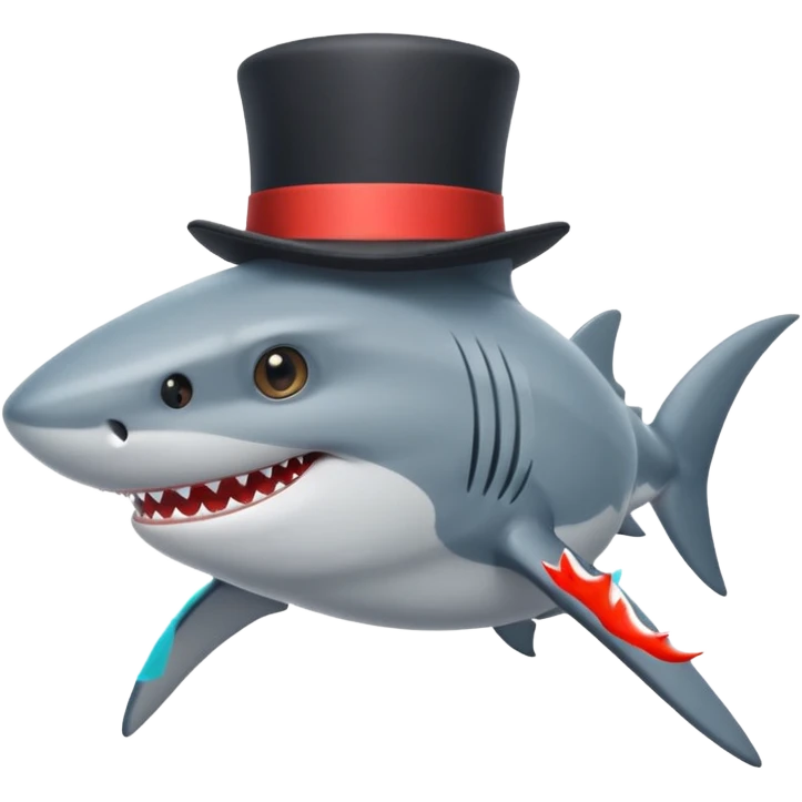 Shark with a top hat emoji