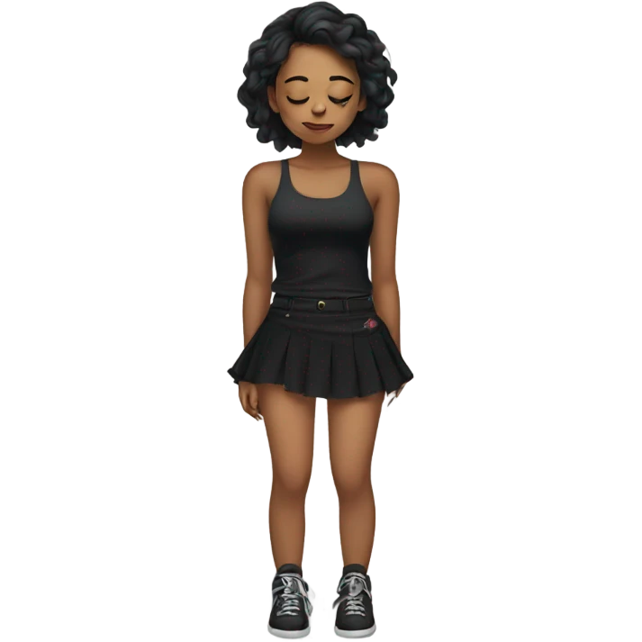 Girl with tattoos and black skirt asleep on floor emoji