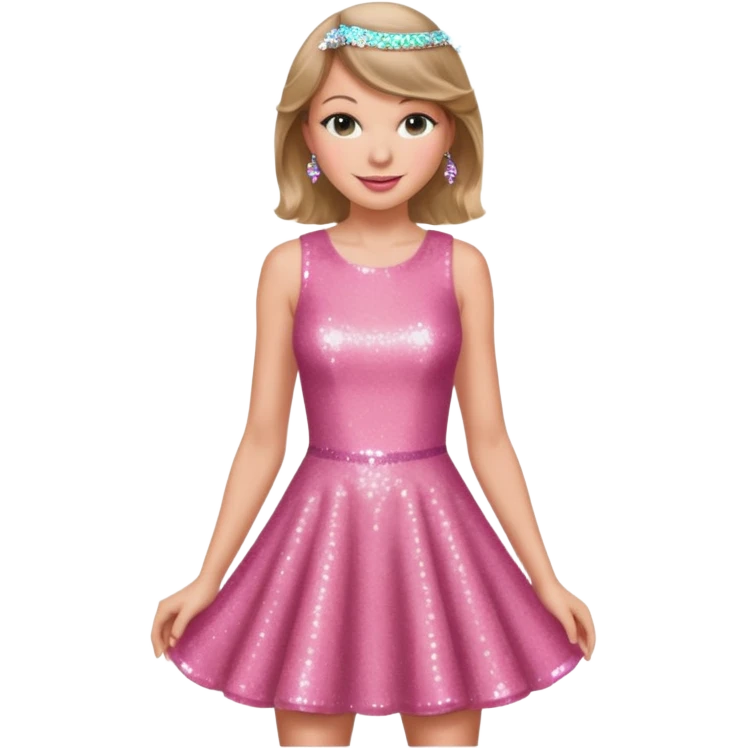 Taylor Swift smile in a sparkling pink dress emoji