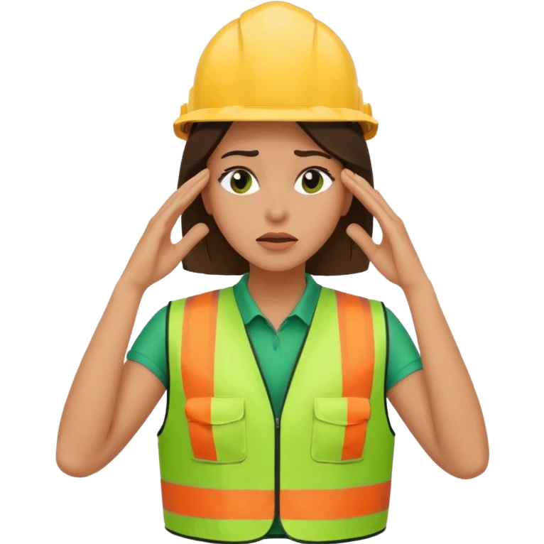 woman in green safety vest shaking head while face palming emoji