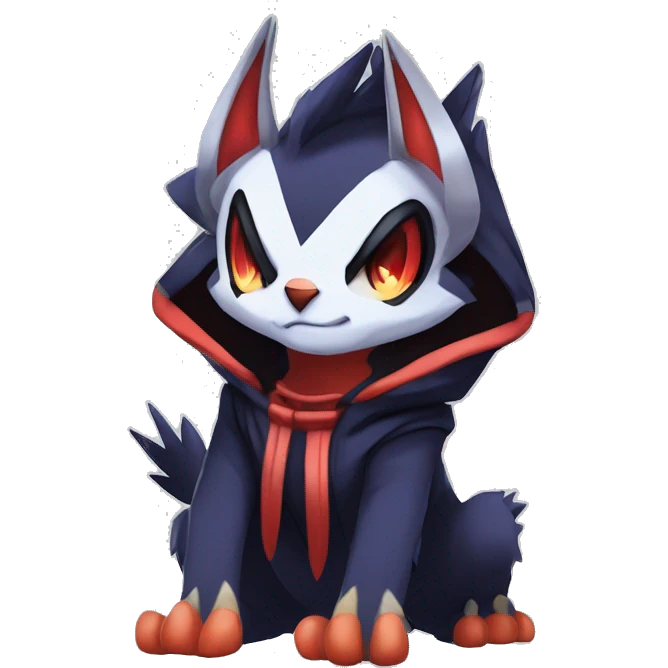 Cool Anthro Dark Edgy Absol-Noivern-Quilava-Litten-Pokémon with edgy stripes hoodie spiked collar punk Full Body emoji