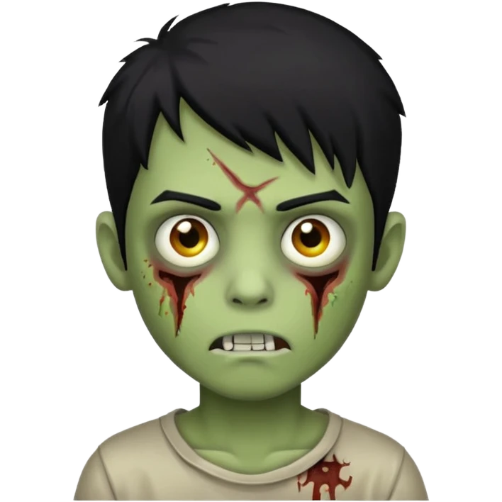 boy zombie with black hair and greenish skin emoji
