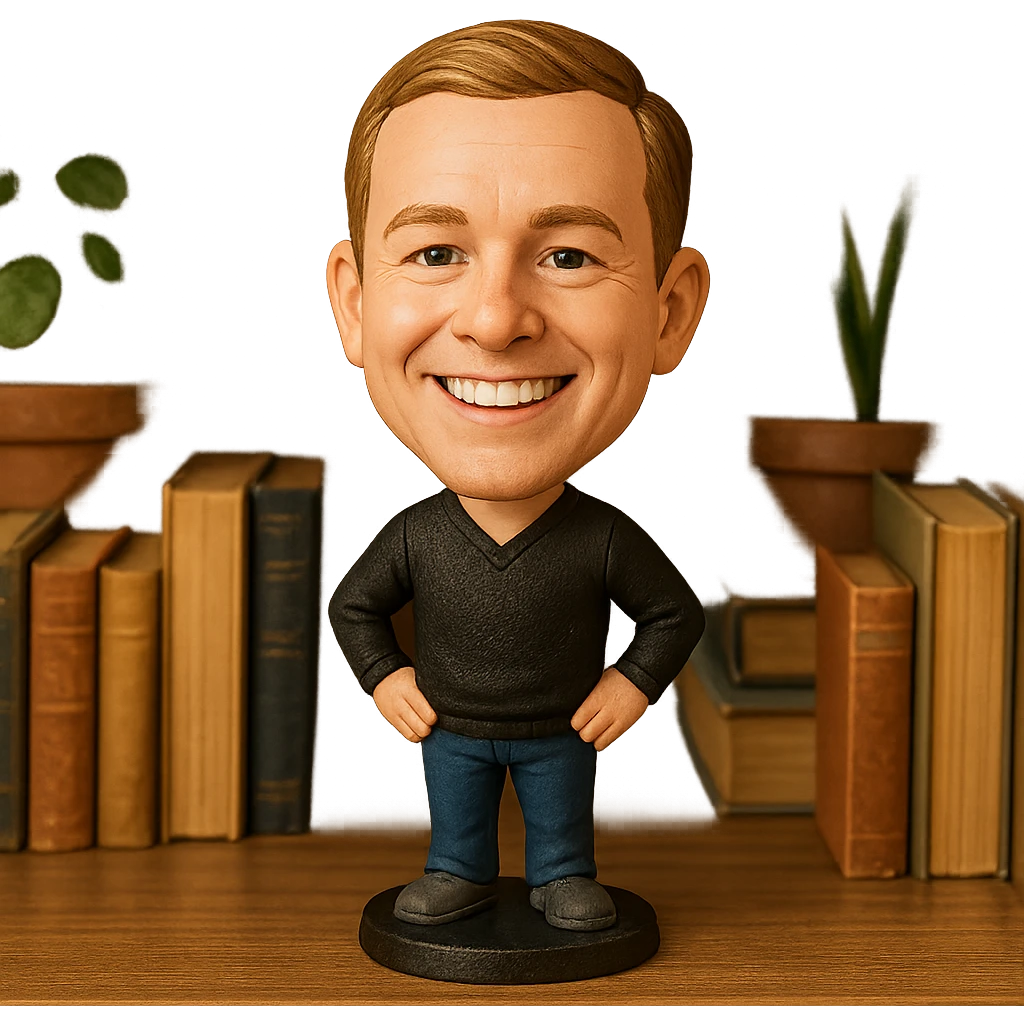 cheerful bobblehead style character emoji