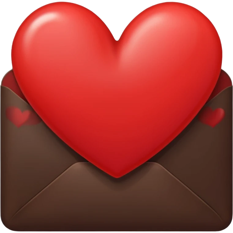 Dark brown written Letter with a red heart emoji