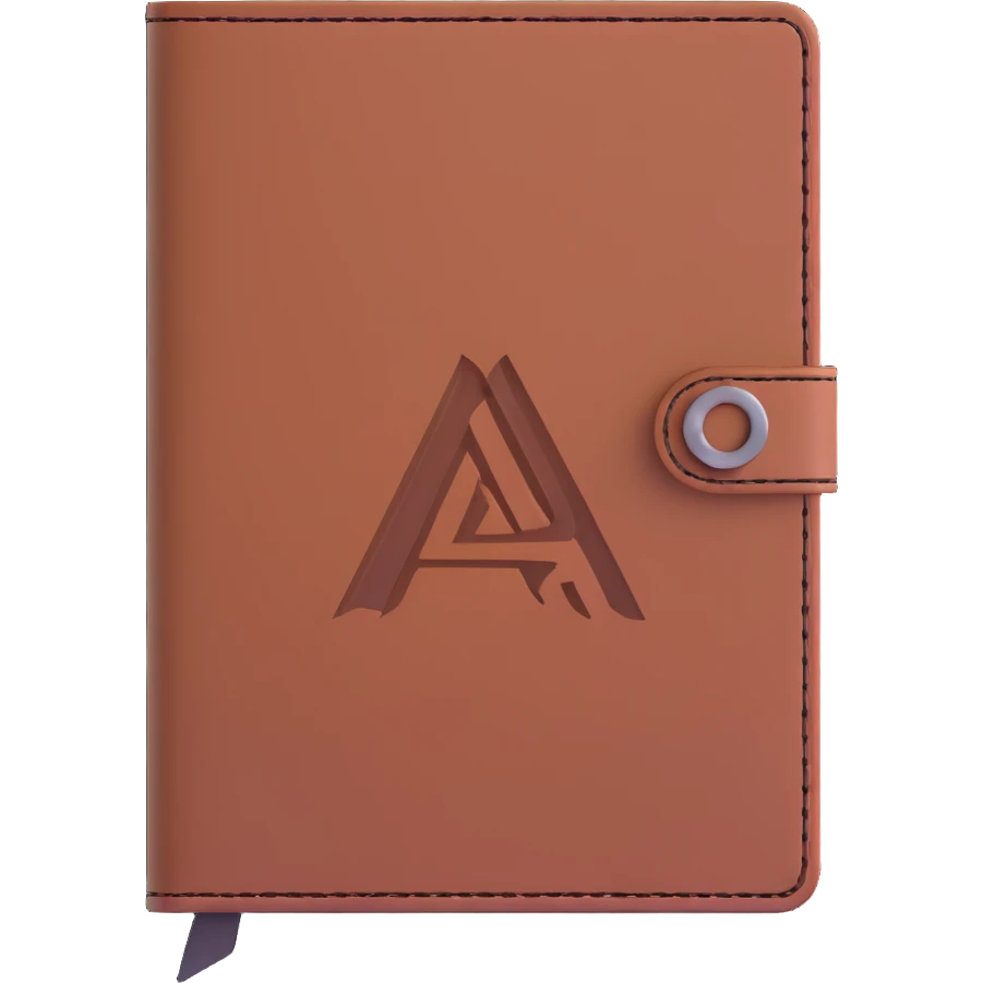 leather journal with MAKAR logo on cover emoji