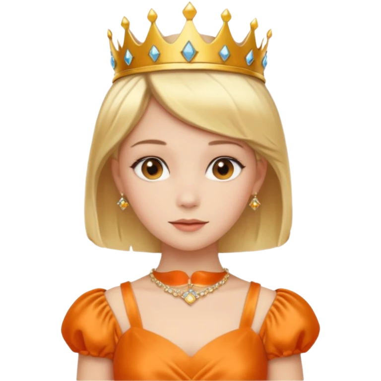 Princess in orange Dress with Tiara, short Blonde Hair emoji