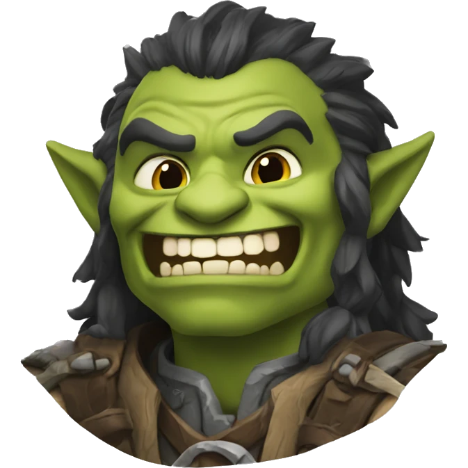 The orc laughs and waves hello emoji