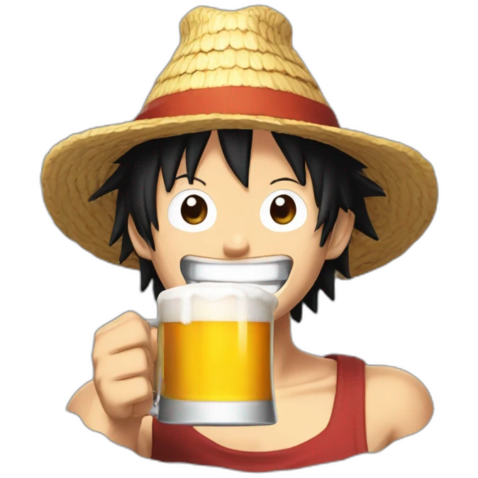 Luffy buvant une bière emoji