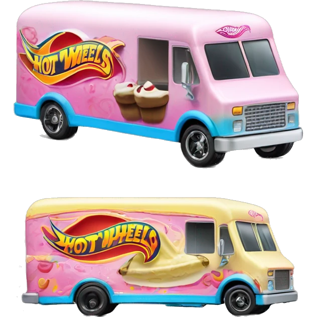 Side view hot wheels sporty 20 foot long banana split Ice Cream step van  emoji