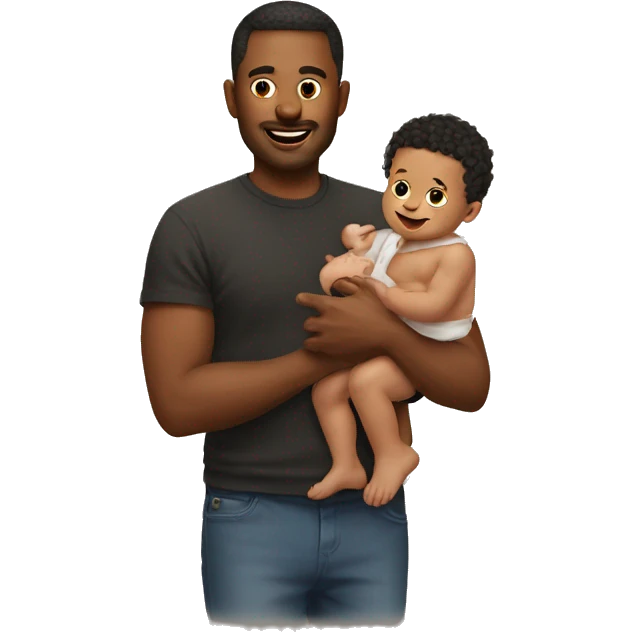 man with a baby and baby oil emoji