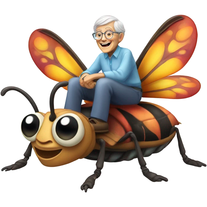 Old person riding a bug emoji