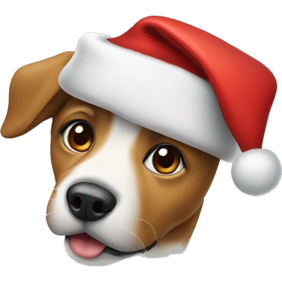 Dog wearing Santa hat emoji