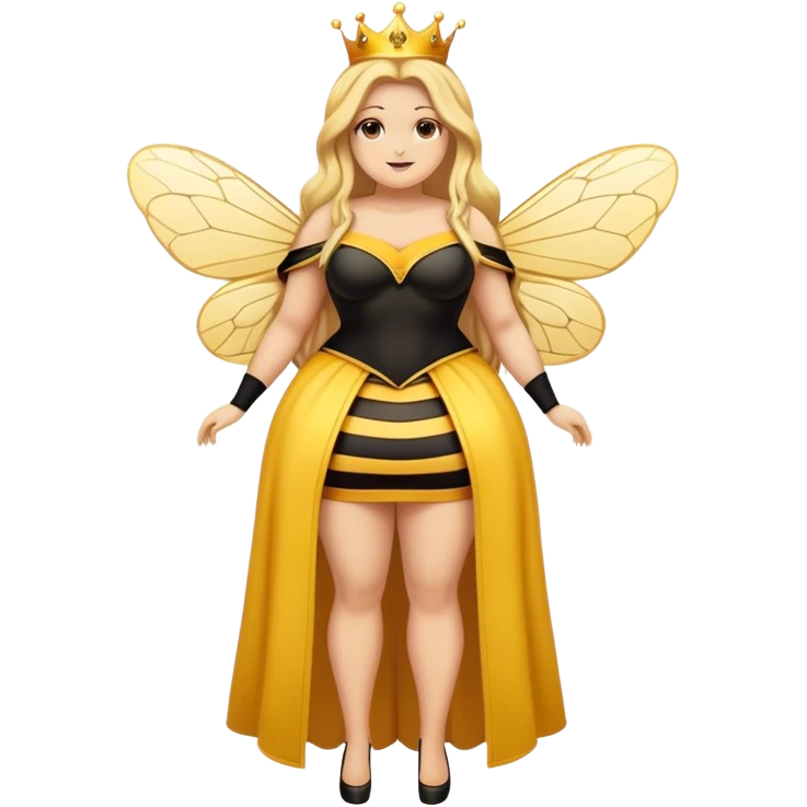 Full Body  plus size Queen bee woman with long blonde hair emoji