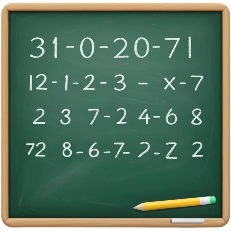 Green chalkboard with numbers on it and with a chalk and an eraser below  emoji