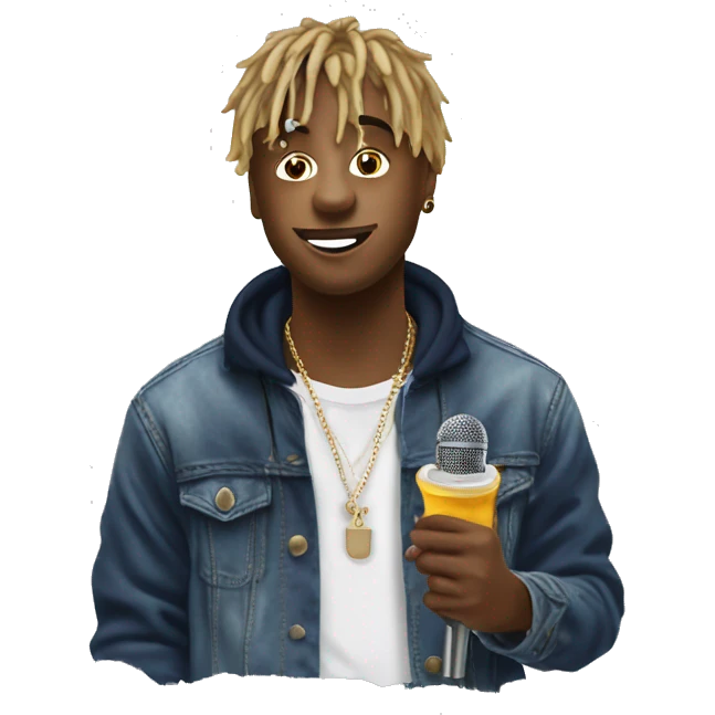 Juice wrld with a microphone in his hand emoji