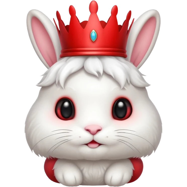 white cute bunny with red crown, funny emoji