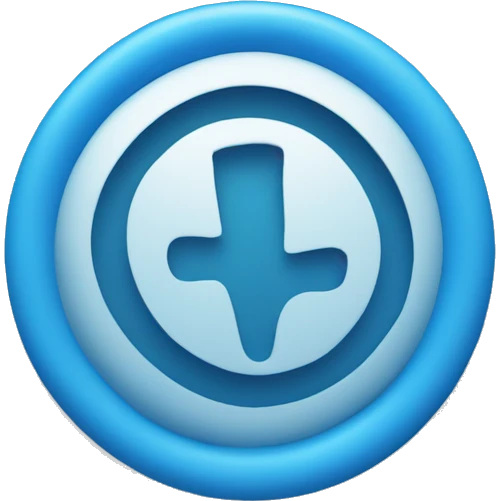 a round blue circle with a tick mark emoji