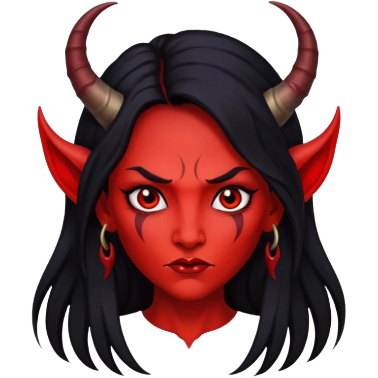 red voman devil  long hair emoji