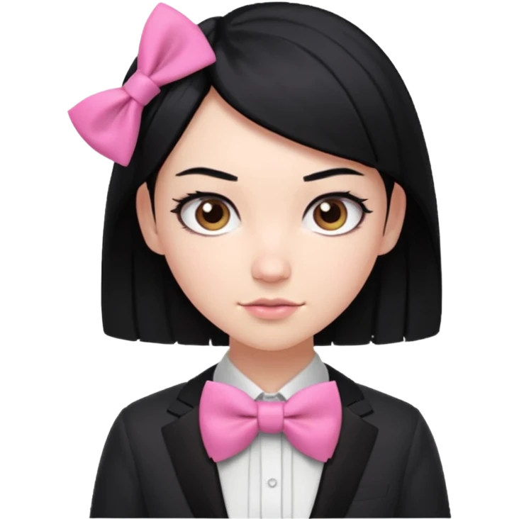 In A Clash Of Clans Aesthetic black hair woman with pink bowtie emoji