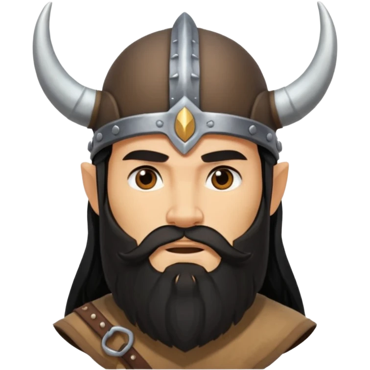 bearded Vikings with black long hair with out crown emoji