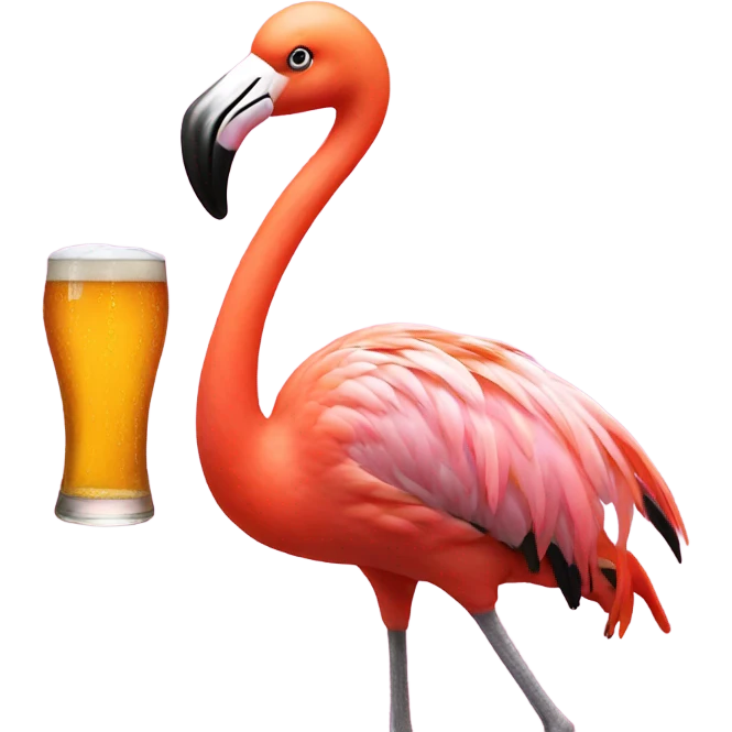 flamingo holding a beer emoji
