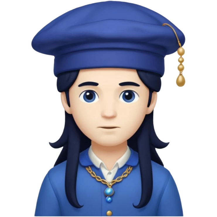 pale blueberry prince with long black hair blueberry hat and clothes emoji