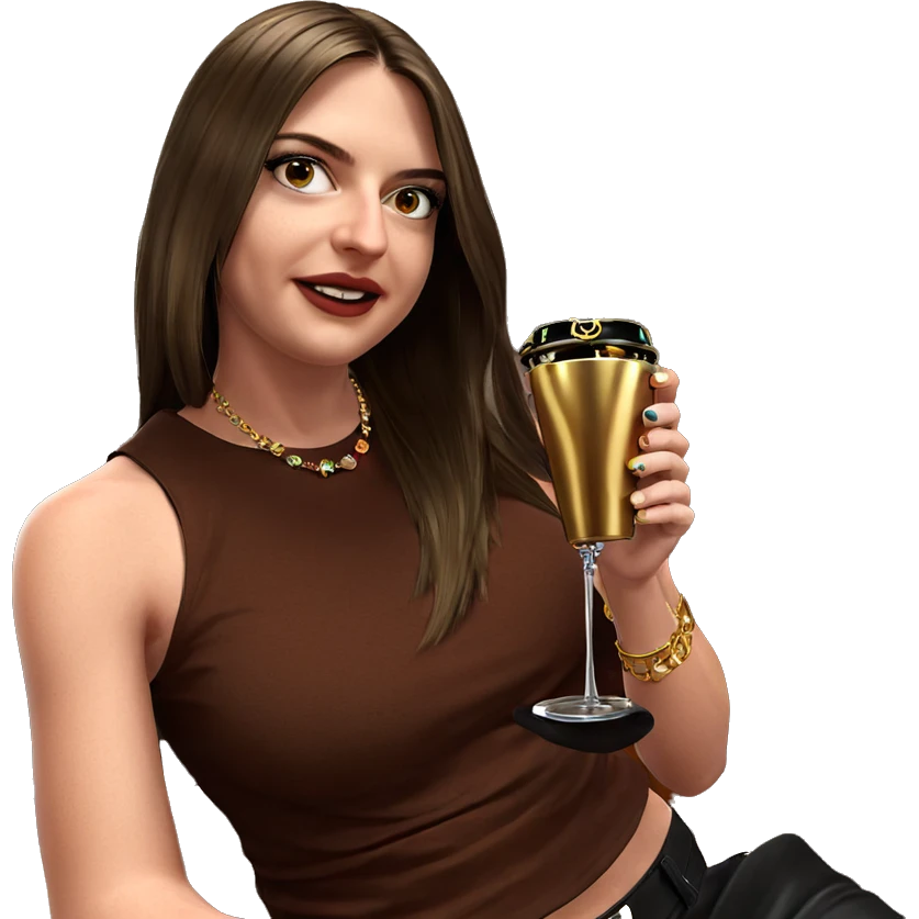 girl with jewelry and cup emoji