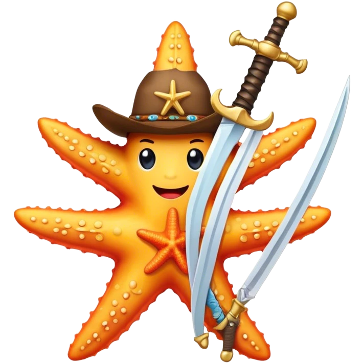 Cowboy starfish with a sword emoji