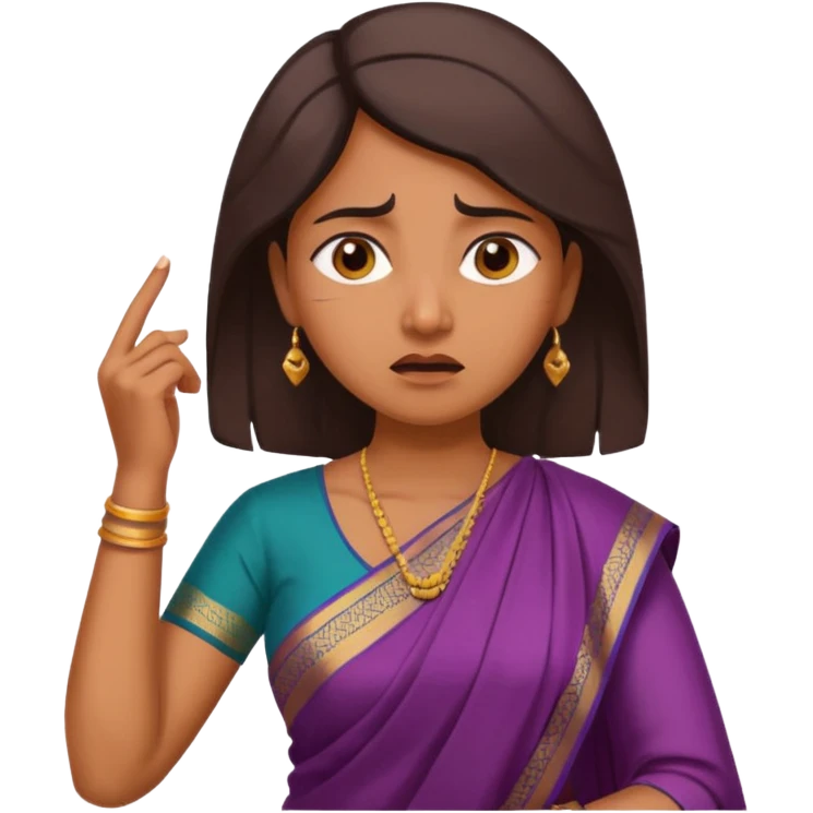 generate an indian female teacher calling. looking mad. Dressed in a saree emoji