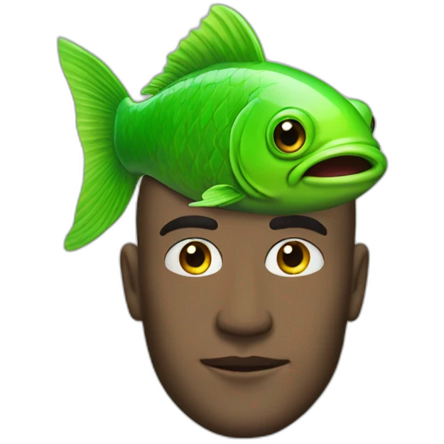 The green fish on the man's head emoji