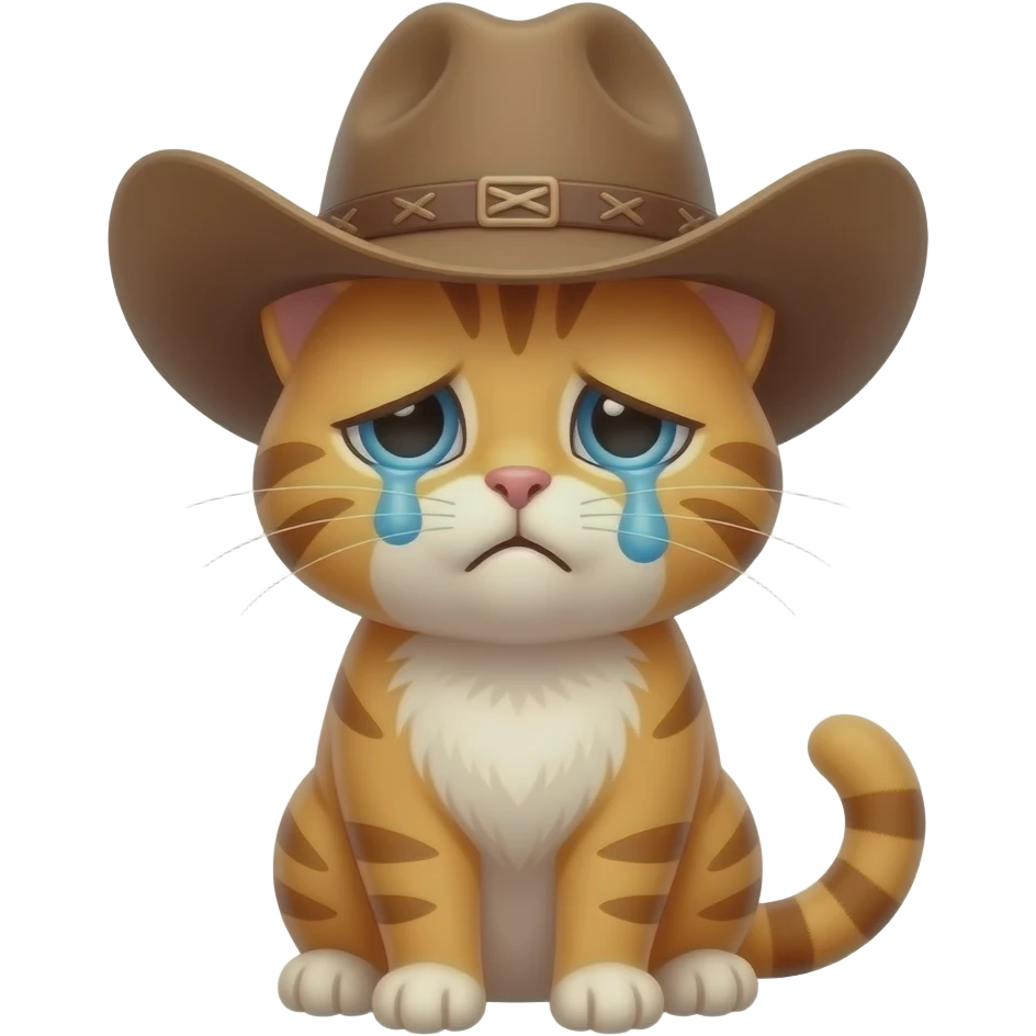 sad cat wearing a cowboy hat emoji