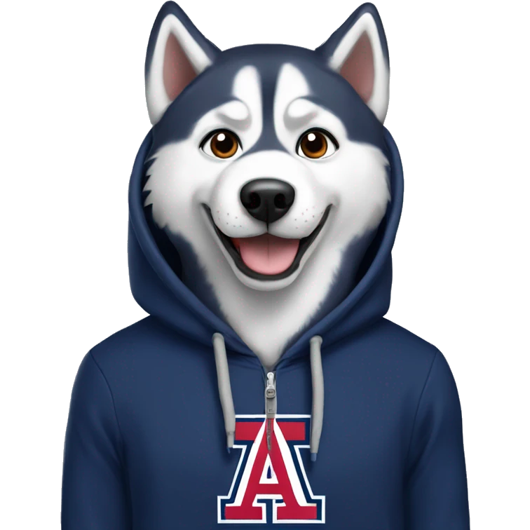 husky wearing university of arizona hoodie  emoji