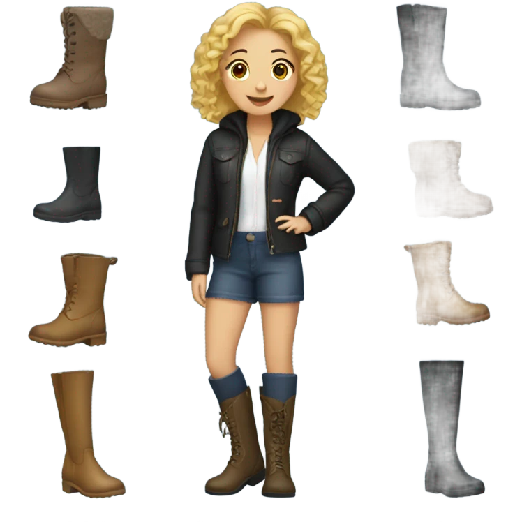 girls in stylish boots emoji