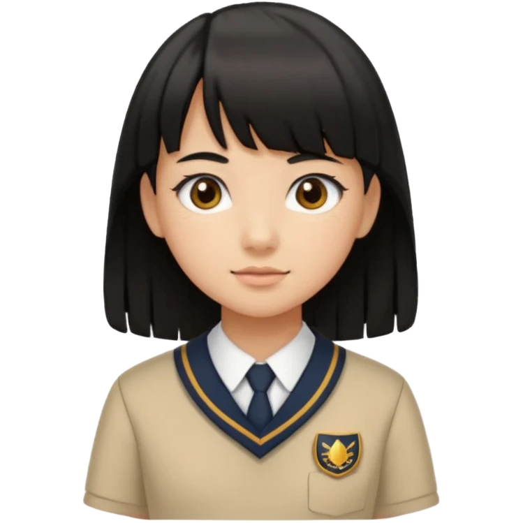 a middle school girl in a school uniform and black hair, and bangs emoji