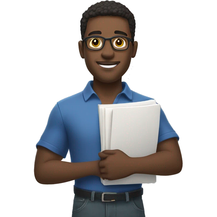 student guy with a big blueprint in his hands emoji