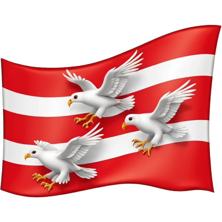 drapeau de Lorraine montrant les trois oiseaux blancs dans la bande rouge diagonale emoji