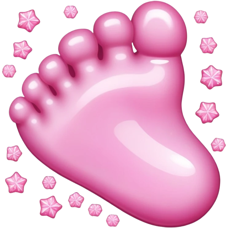 Cute cartoon foot with sugar crystals, candy sprinkles, and a sweet appearance emoji