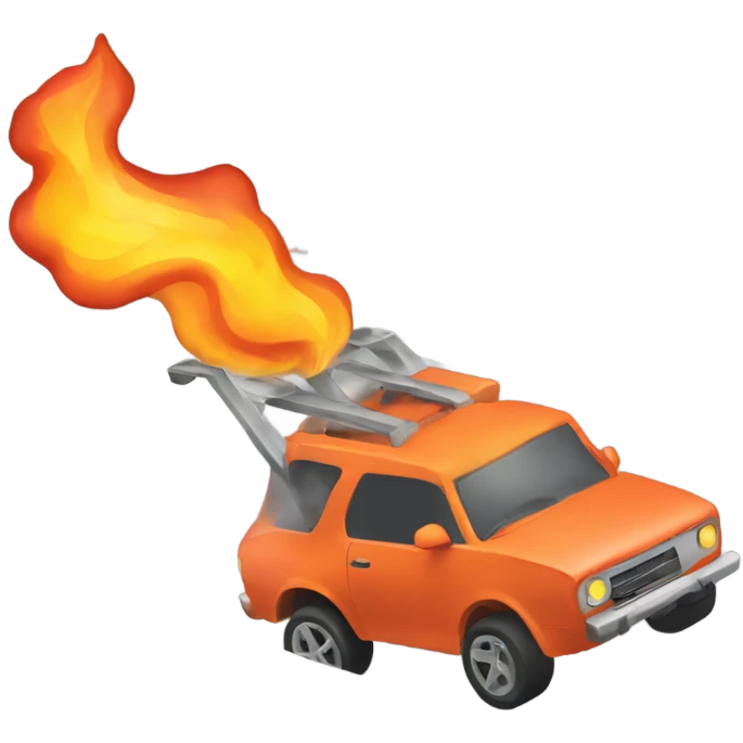 car on fire jumping off a ramp emoji
