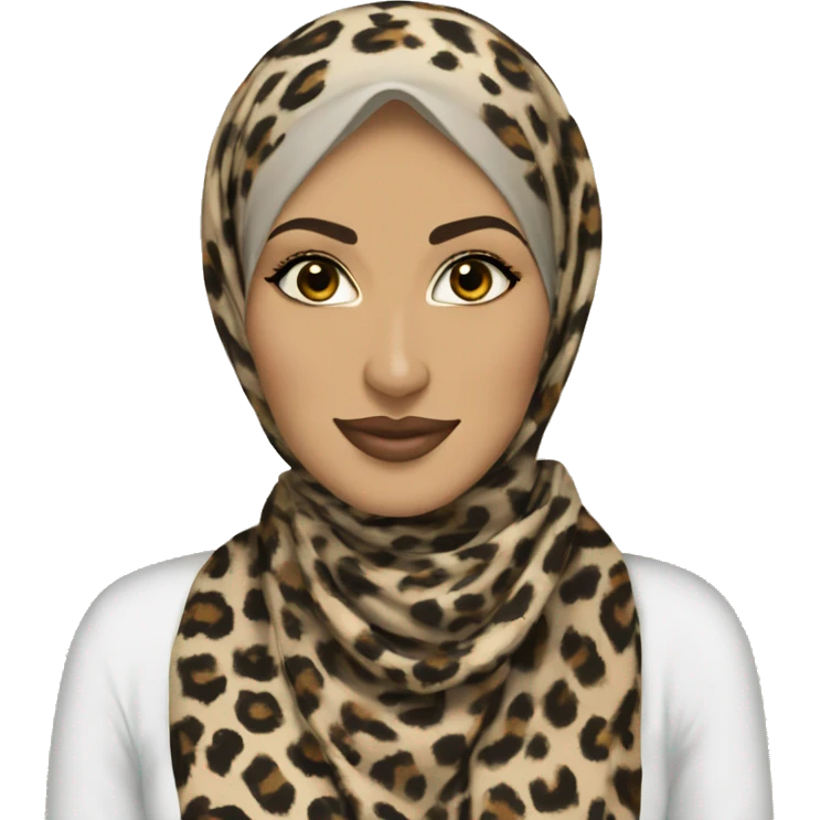 Pretty hijabi in leopard print hijab  emoji