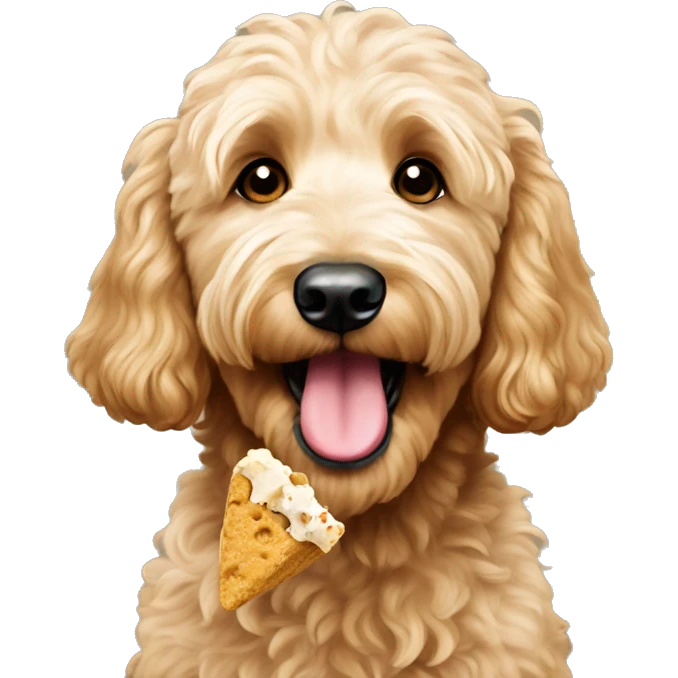 goldendoodle eating treat emoji