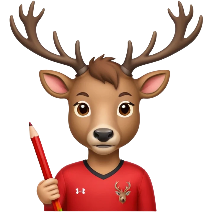 fairfield university lucas the stag stag in red jersey holding a pencil emoji
